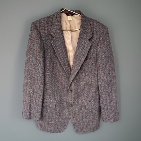 Vtg Farah Designer Herringbone Tweed Blazer Suit Coat Jacket 100% Wool 42R